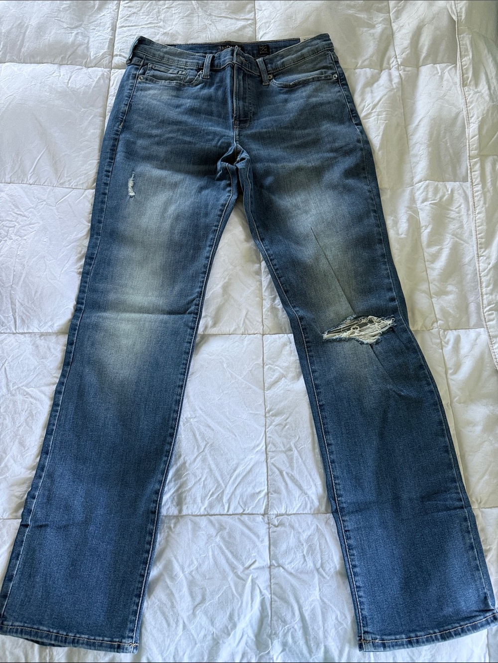 Lucky Brand Women's Straight Leg Jeans - Distressed Blue Denim